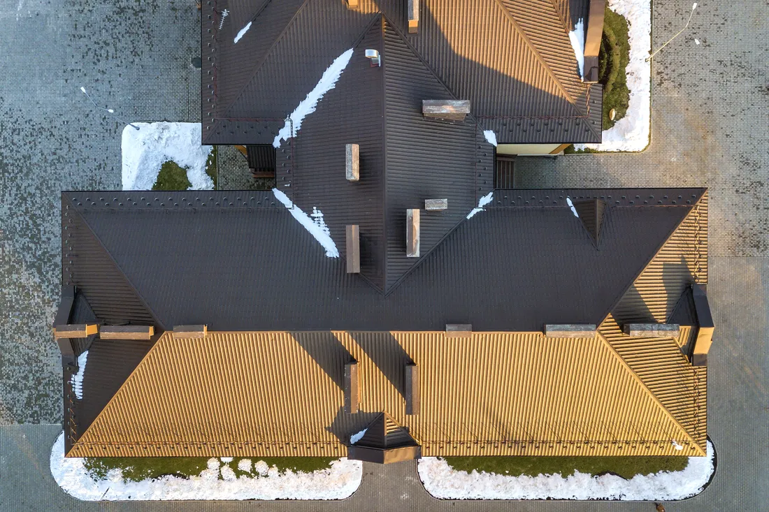 Roof slopes and dormers viewed from above